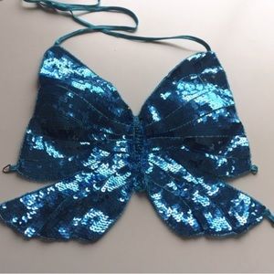 Blue Butterfly Sequin Top